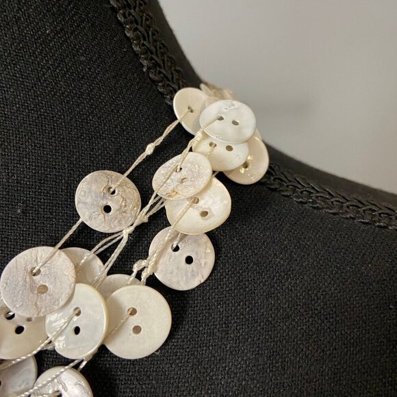 Eclectic Mother-of-Pearl Button Statement Necklace - Picture 4 of 7